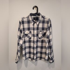 Freenote Cloth Co L Blue and White Plaid Flanel Button-Up Shirt